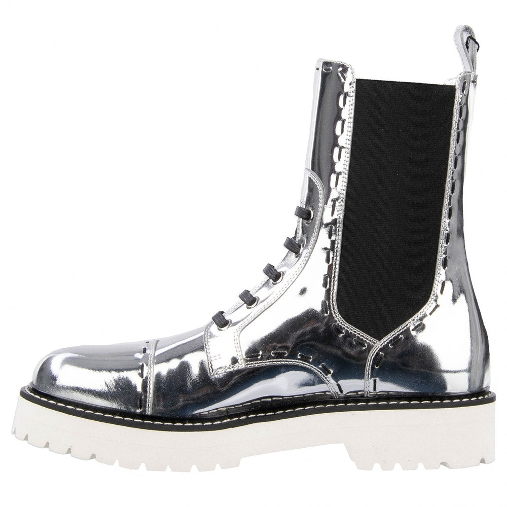 Dolce & Gabbana  Woman Metallic Patent-leather Boots Silver