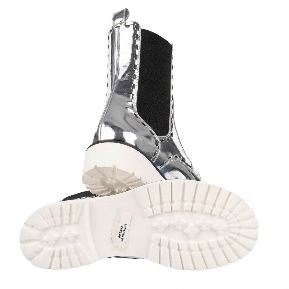 Dolce & Gabbana  Woman Metallic Patent-leather Boots Silver