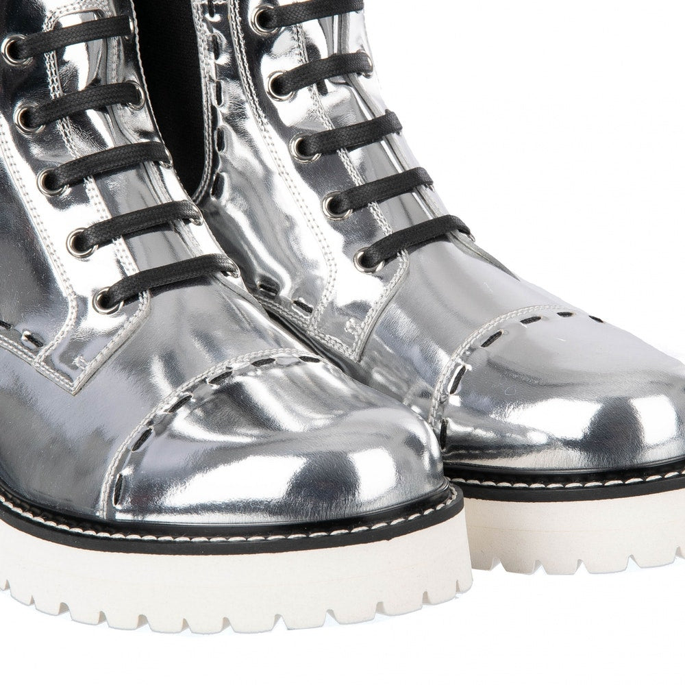 Dolce & Gabbana  Woman Metallic Patent-leather Boots Silver