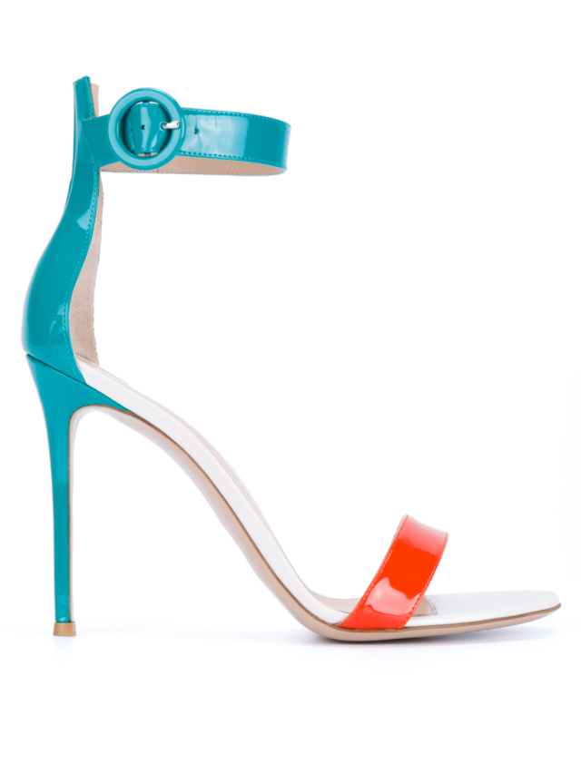 Gianvito Rossi Blue Patent Portofino Sandals Veronique Luxury Collections