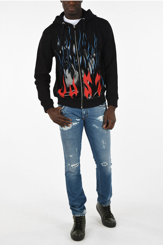 JUST CAVALLI Black Flames Zip Hoodie Veronique Luxury Collections
