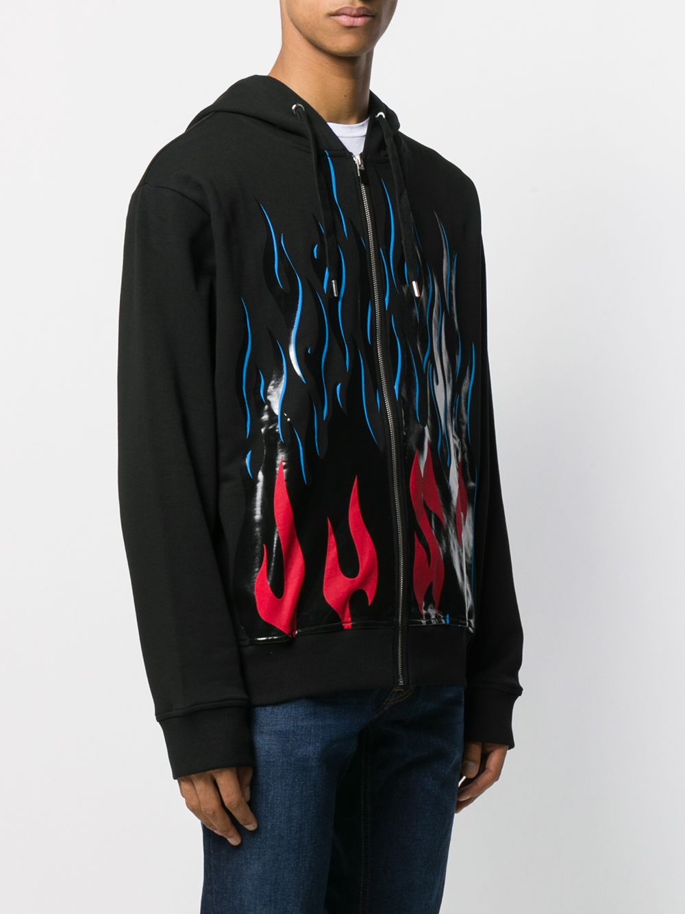 JUST CAVALLI Black Flames Zip Hoodie Veronique Luxury Collections