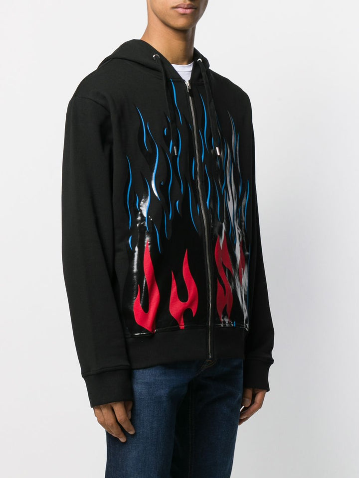 JUST CAVALLI Black Flames Zip Hoodie Veronique Luxury Collections
