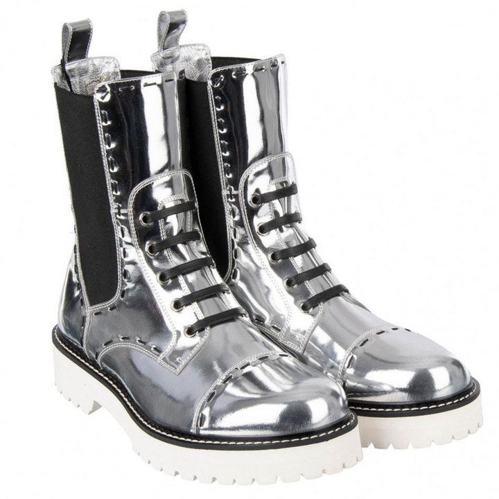 Dolce & Gabbana  Woman Metallic Patent-leather Boots Silver