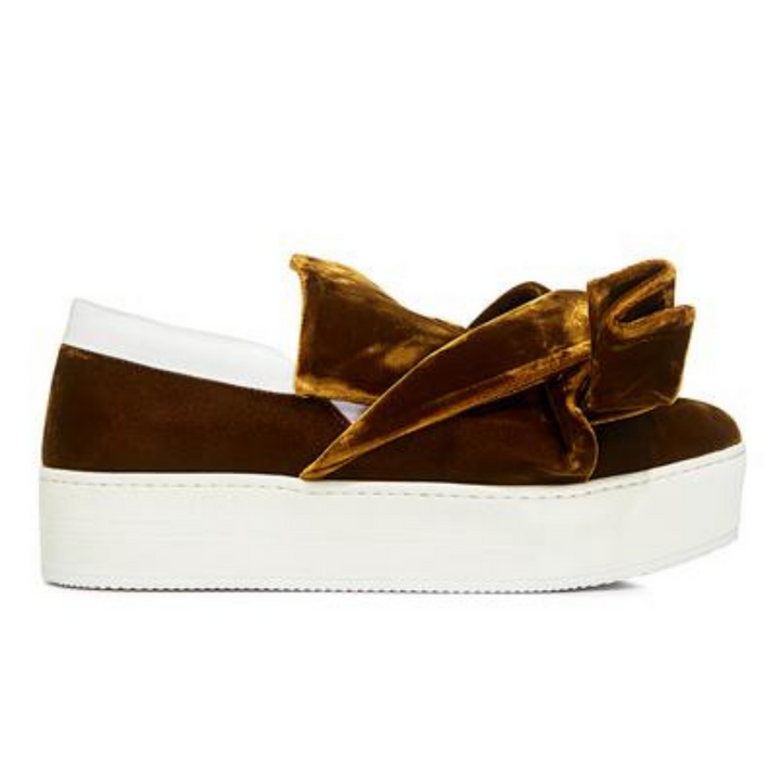 NO.21 Knotted Velvet Platform Sneakers