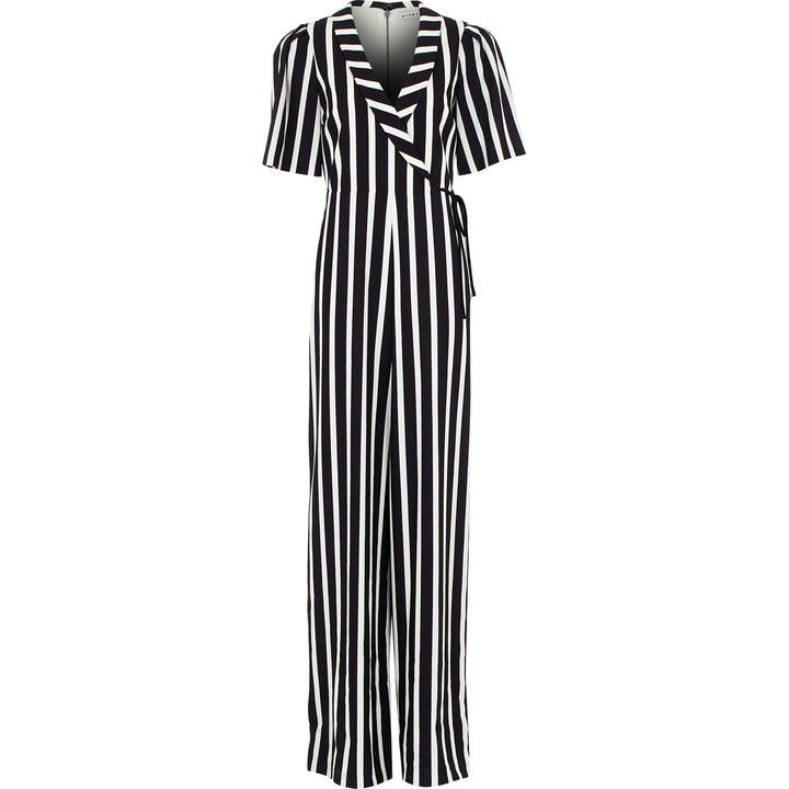 ALICE & OLIVIA  Black & White Striped Jumpsuit Veronique Luxury Collections