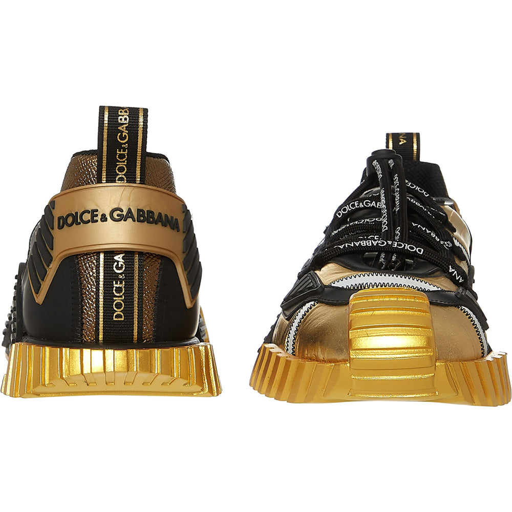 DOLCE & GABBANA  Gold & Black Abstract Trainers Veronique Luxury Collections