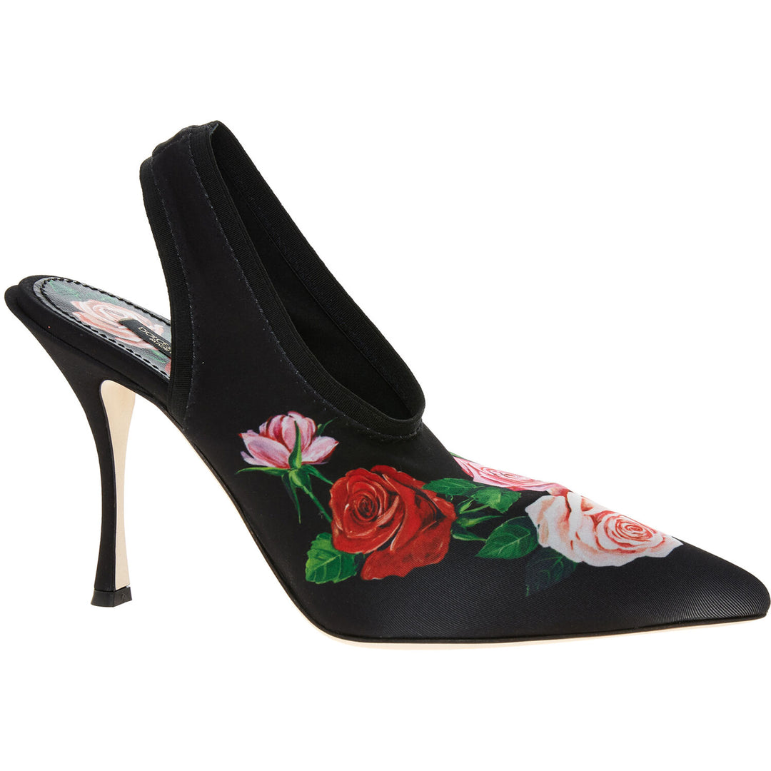 DOLCE & GABBANA  Black Floral Heels Veronique Luxury Collections