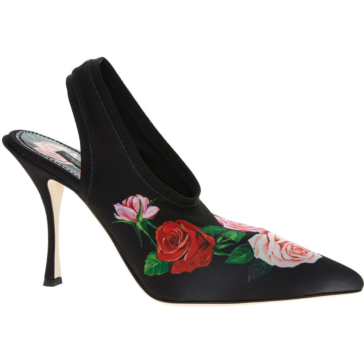 DOLCE & GABBANA  Black Floral Heels Veronique Luxury Collections