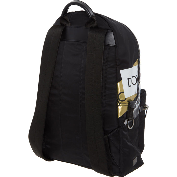 DOLCE & GABBANA  Black, White & Gold Branded Backpack Veronique Luxury Collections