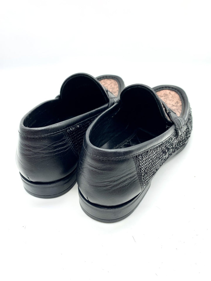 Dolce & Gabbana Sequinned Black & Bronze Loafer Shoes Veronique Luxury Collections