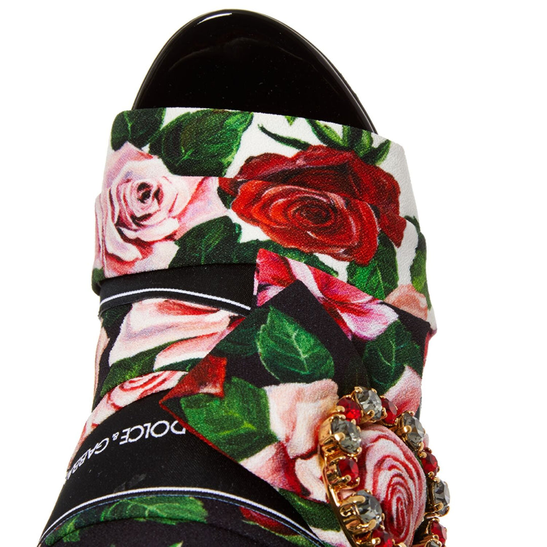 DOLCE & GABBANA  Black Floral Heeled Sandals Veronique Luxury Collections