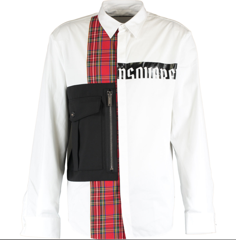 DSQUARED2 White Tartan Panel Shirt Veronique Luxury Collections