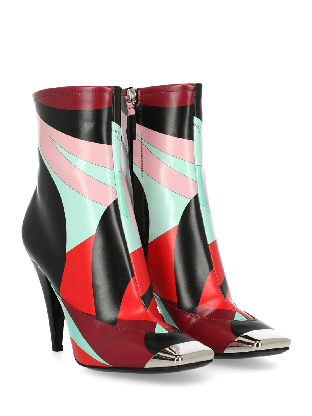 EMILIO PUCCI  Pink Patterned Leather Heeled Ankle Boots Veronique Luxury Collections