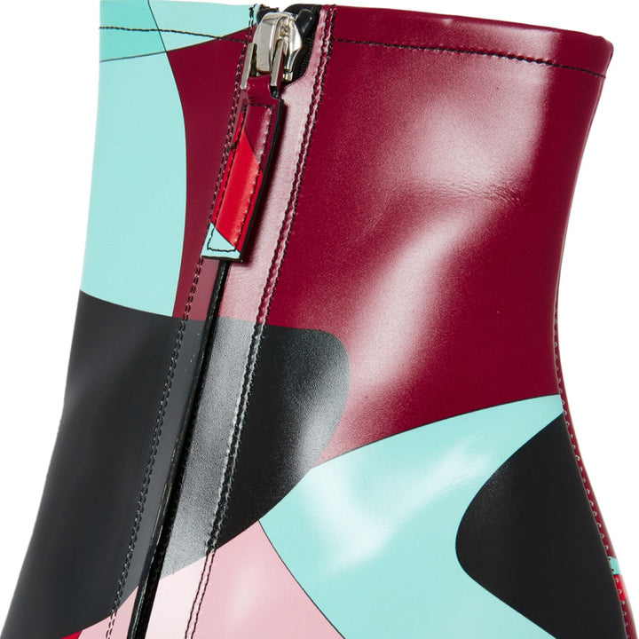 EMILIO PUCCI  Pink Patterned Leather Heeled Ankle Boots Veronique Luxury Collections