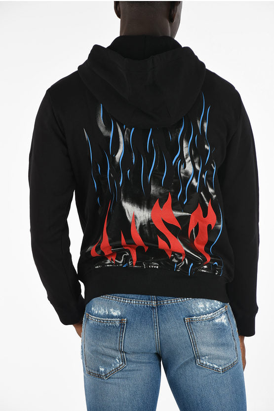 JUST CAVALLI Black Flames Zip Hoodie Veronique Luxury Collections
