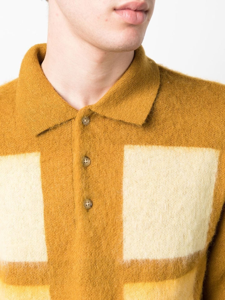 BEAMS PLUS check-pattern polo-collar jumper Veronique Luxury Collections