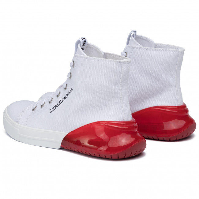 CALVIN KLEIN JEANS White High Top Moreen Trainers Veronique Luxury Collections