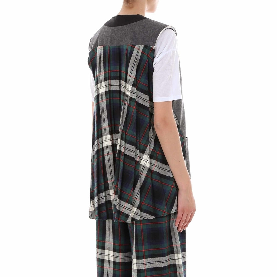 SEMICOUTURE Green Tartan Concertina Skirt Veronique Luxury Collections