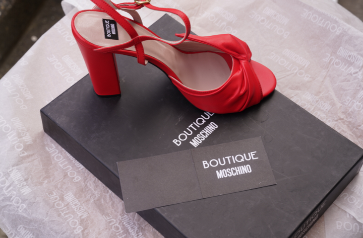 Moschino Red Women's Leather Ankle Strap Bo