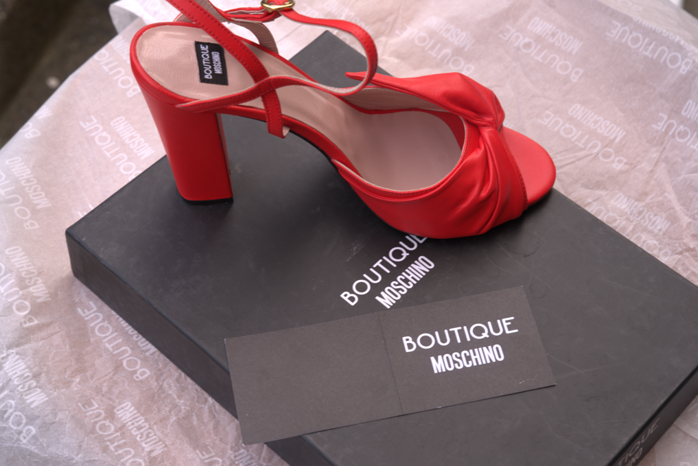 Moschino Red Women's Leather Ankle Strap Bo