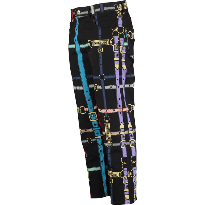 LOVE MOSCHINO  Black Belt Logo Straight Jeans Veronique Luxury Collections