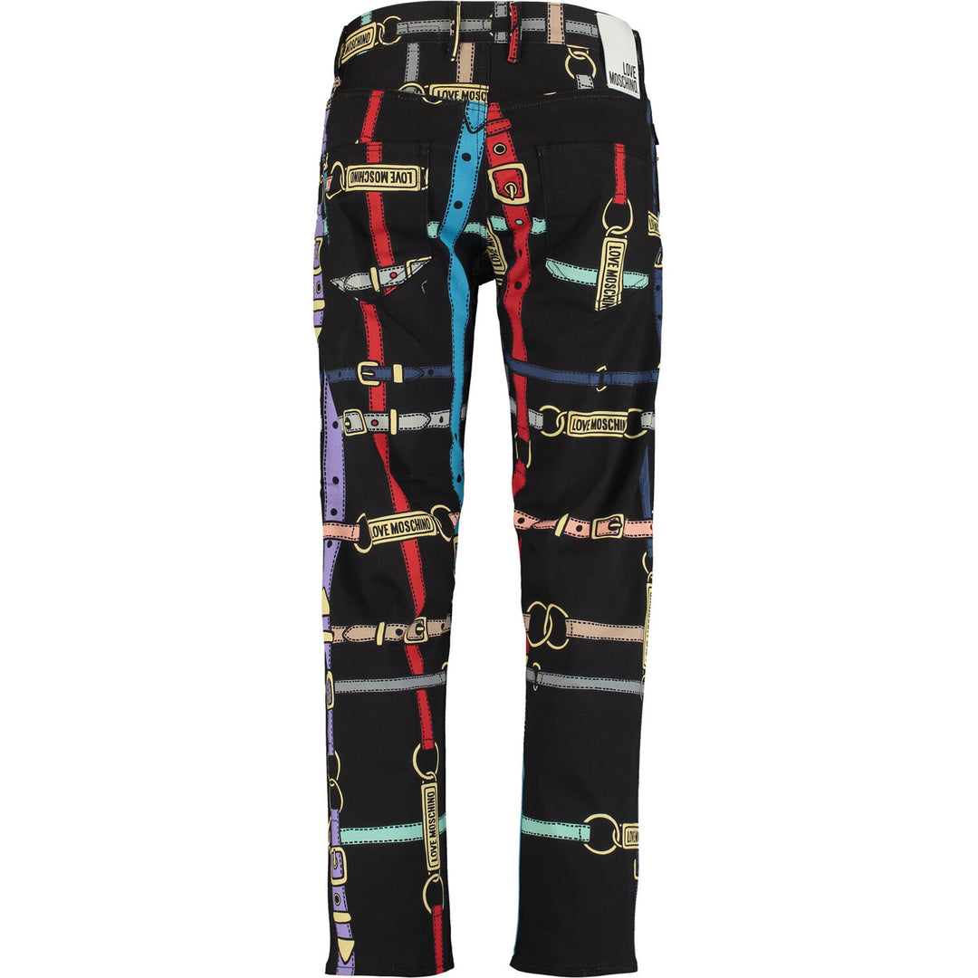 LOVE MOSCHINO  Black Belt Logo Straight Jeans Veronique Luxury Collections
