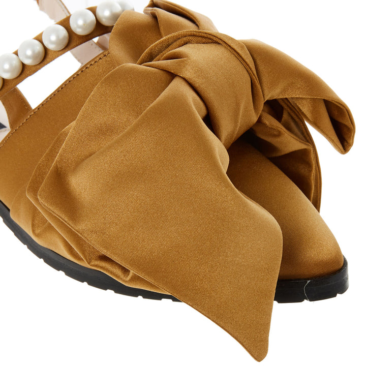 MOTHER OF PEARL  Caramel Knot Pearl Effect Strap Sandals