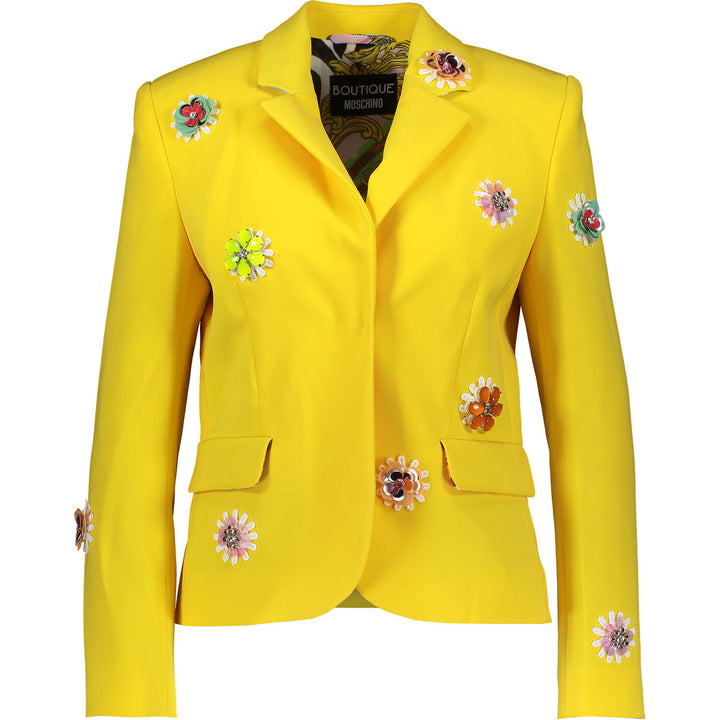 BOUTIQUE MOSCHINO  Yellow Embellished Blazer Veronique Luxury Collections