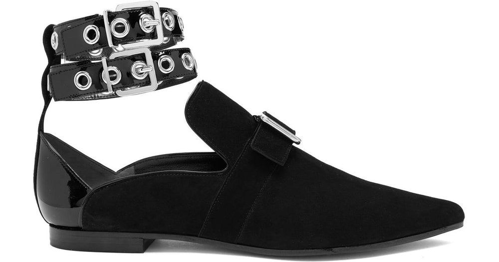 Robert Clergerie Women's Black X Self-portrait Lolli Point-toe Suede Flats Veronique Luxury Collections
