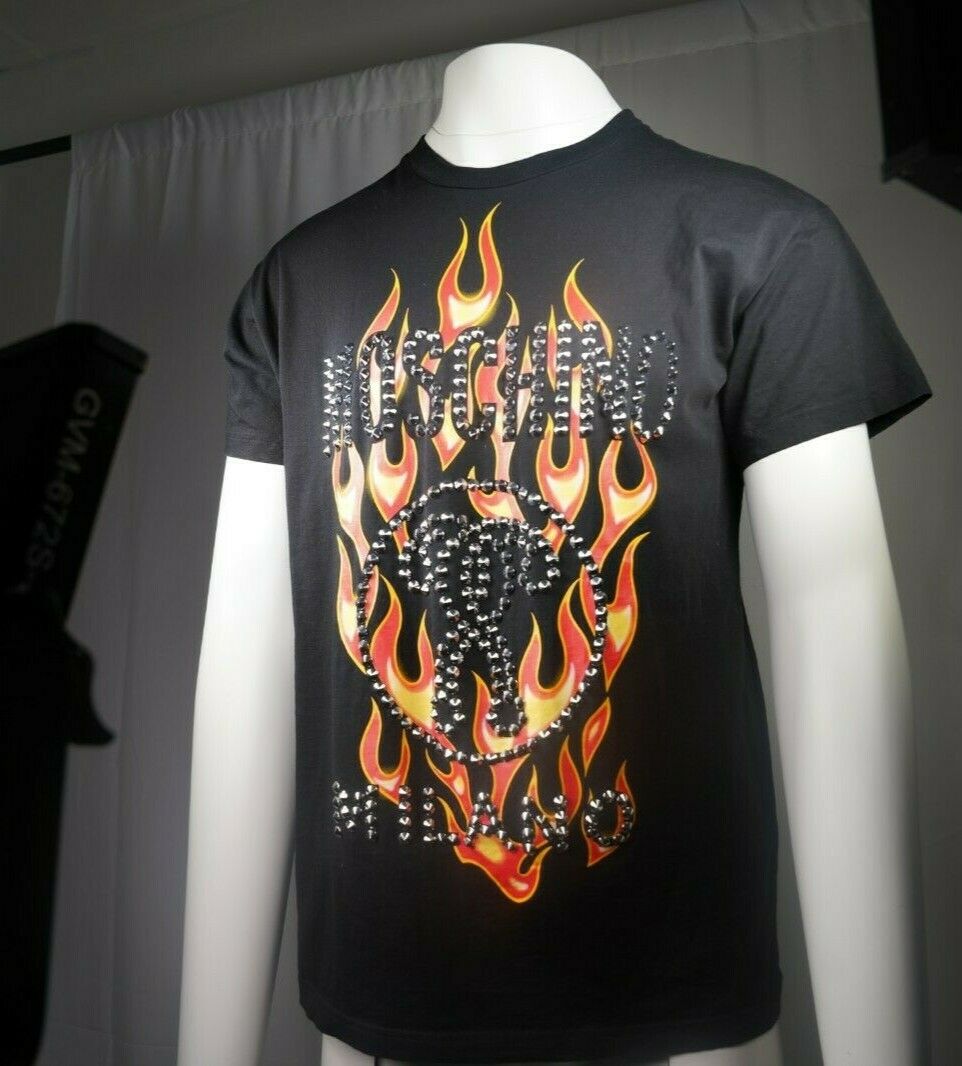 Moschino Fire Print And Studded T-shirt