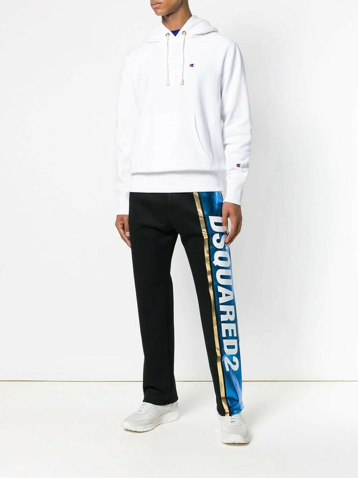 DSquared2 Black Glossy logo stripe Joggers Veronique Luxury Collections