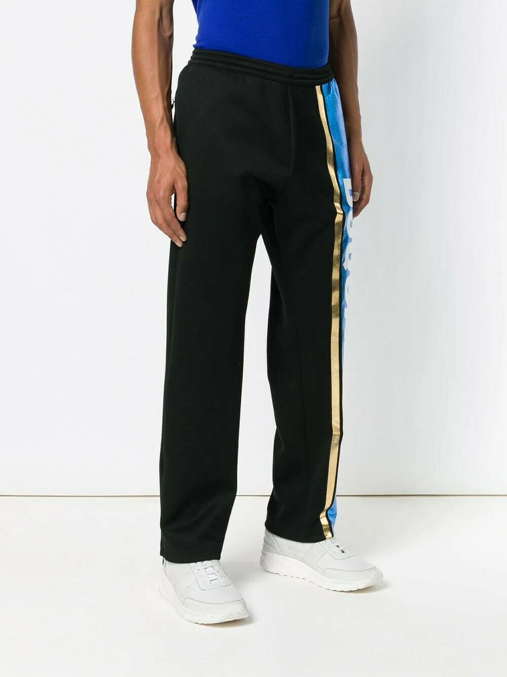 DSquared2 Black Glossy logo stripe Joggers Veronique Luxury Collections