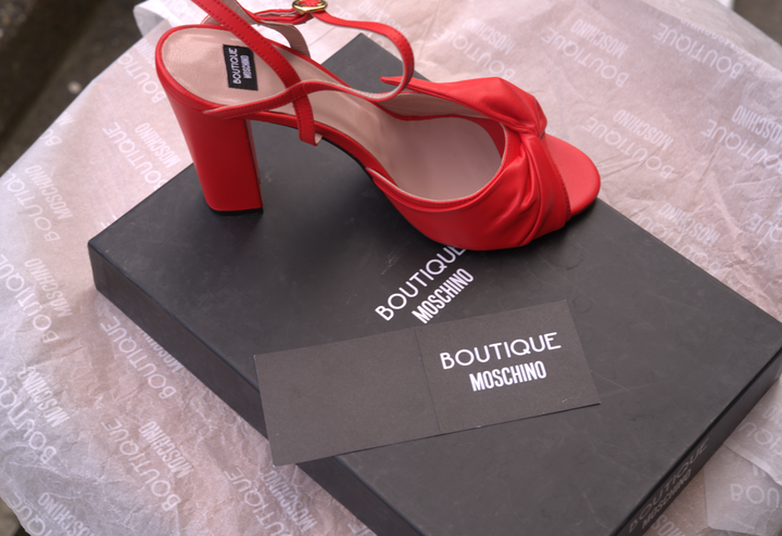 Moschino Red Women's Leather Ankle Strap Bo