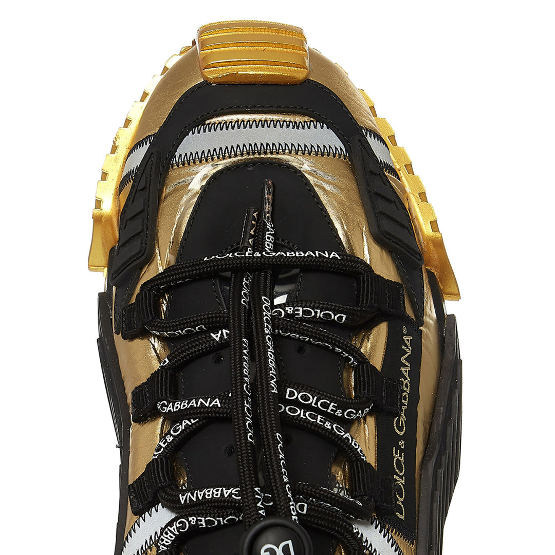 DOLCE & GABBANA  Gold & Black Abstract Trainers Veronique Luxury Collections