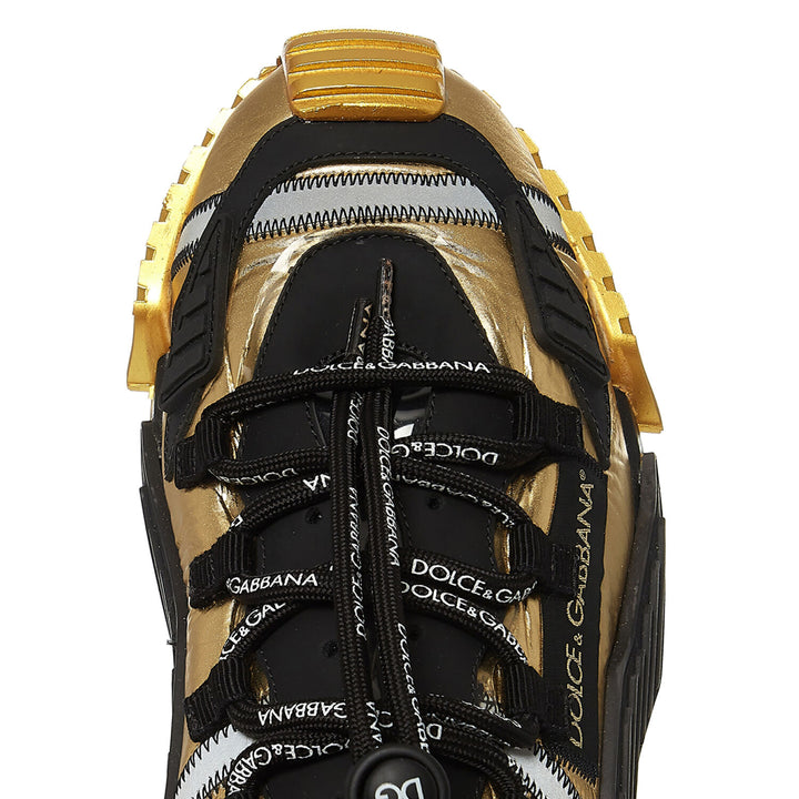 DOLCE & GABBANA  Gold & Black Abstract Trainers Veronique Luxury Collections