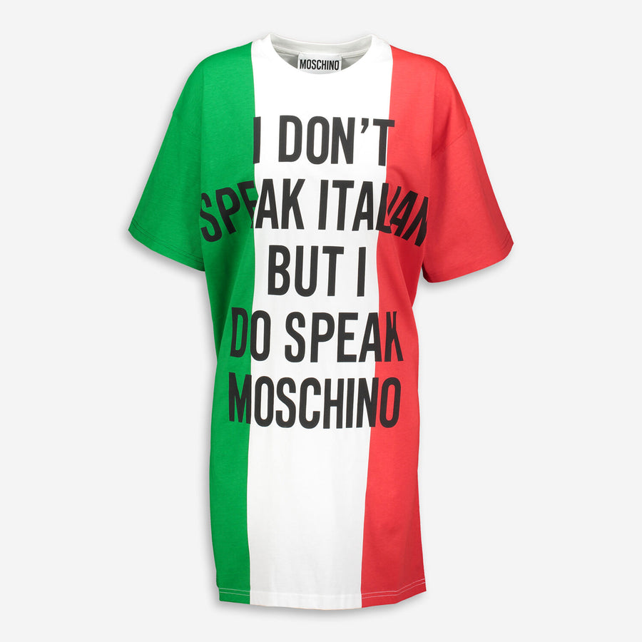 MOSCHINO COUTURE  Multicoloured Slogan T Shirt Dress Veronique Luxury Collections
