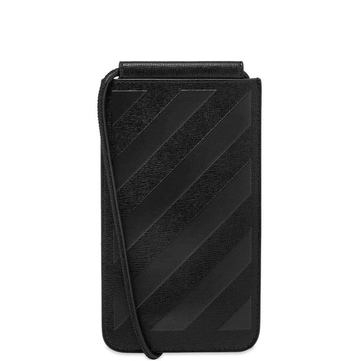 OFF WHITE  Black Leather Phone Pouch Veronique Luxury Collections