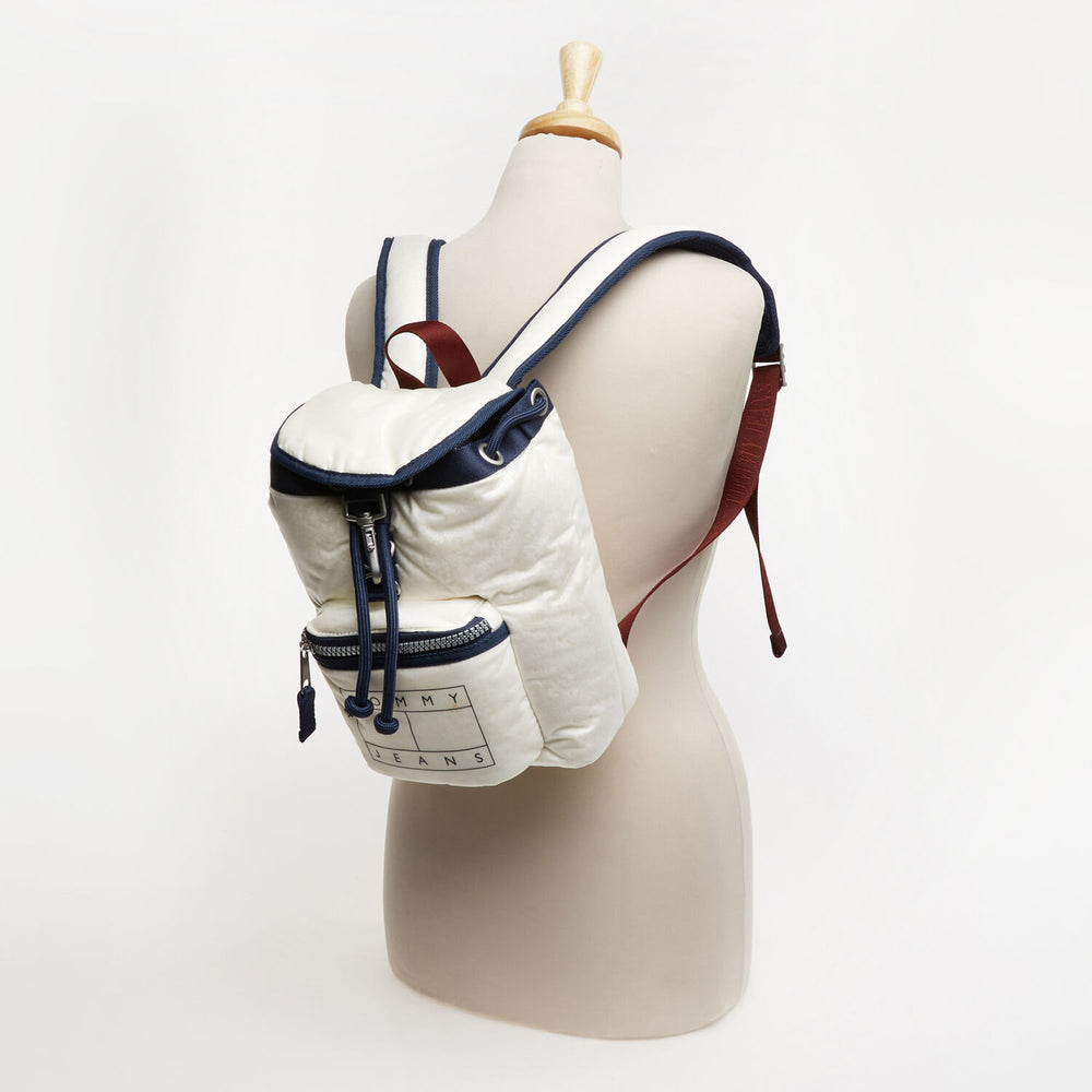 TOMMY HILFIGER  White Enclosed Sherpa Backpack Veronique Luxury Collections