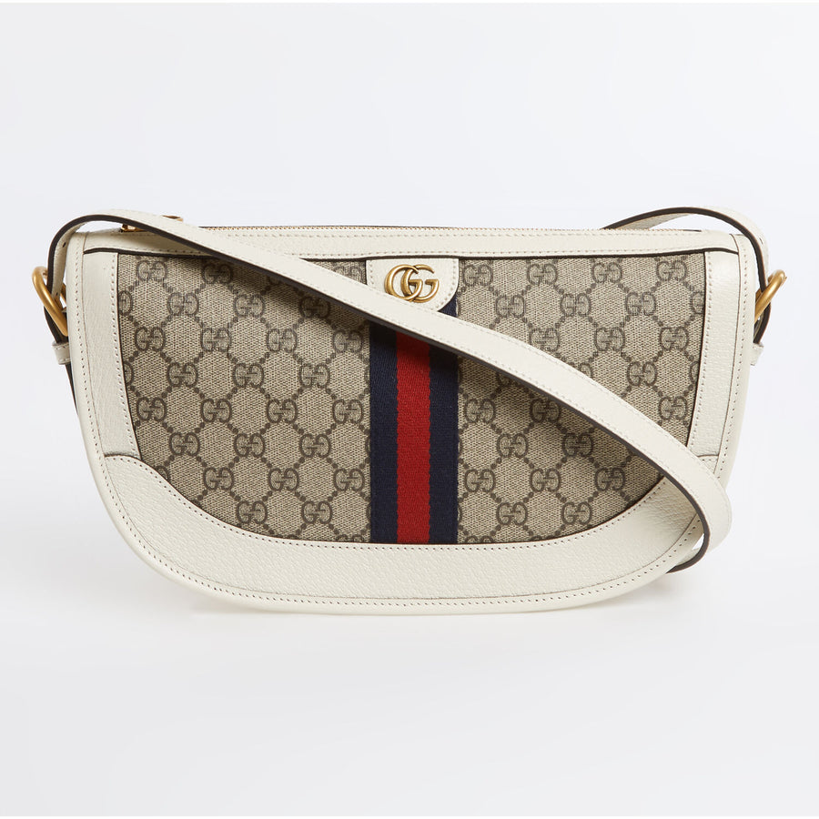 GUCCI  Brown Monogram Shoulder Bag Veronique Luxury Collections