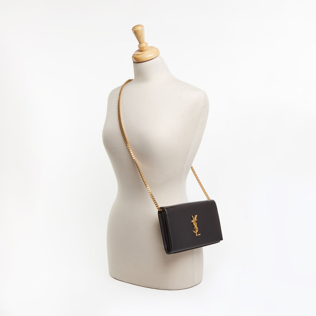 SAINT LAURENT  Black Emblem Logo Cross Body Bag Veronique Luxury Collections