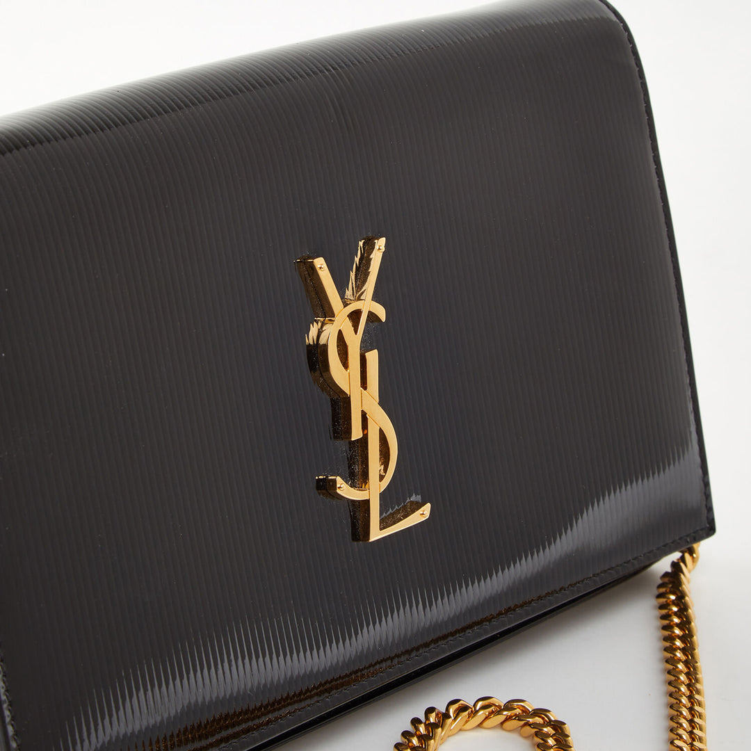 SAINT LAURENT  Black Emblem Logo Cross Body Bag Veronique Luxury Collections
