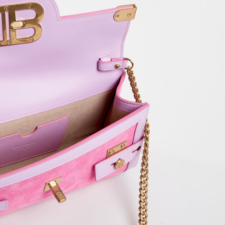 BALMAIN  Pink & Lilac Suede Shoulder Bag Veronique Luxury Collections