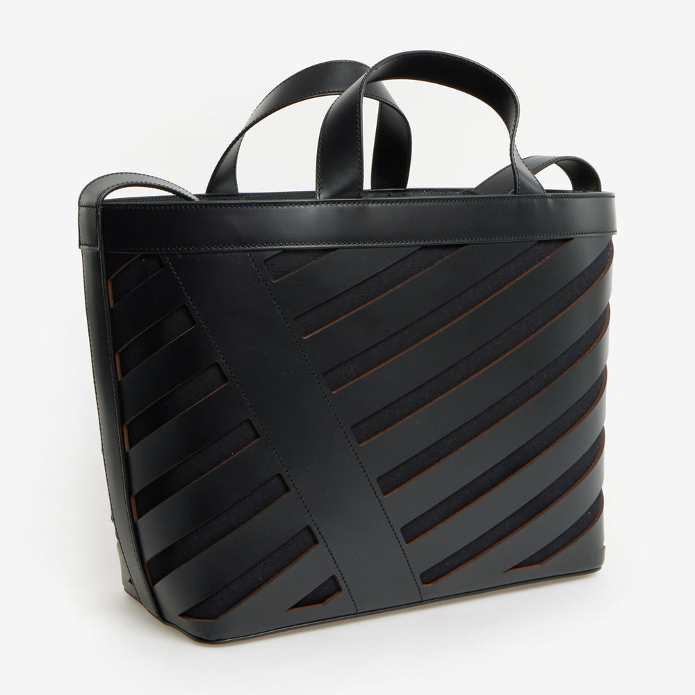 OFF WHITE  Black Cut Out Diagonal Tote Bag Veronique Luxury Collections