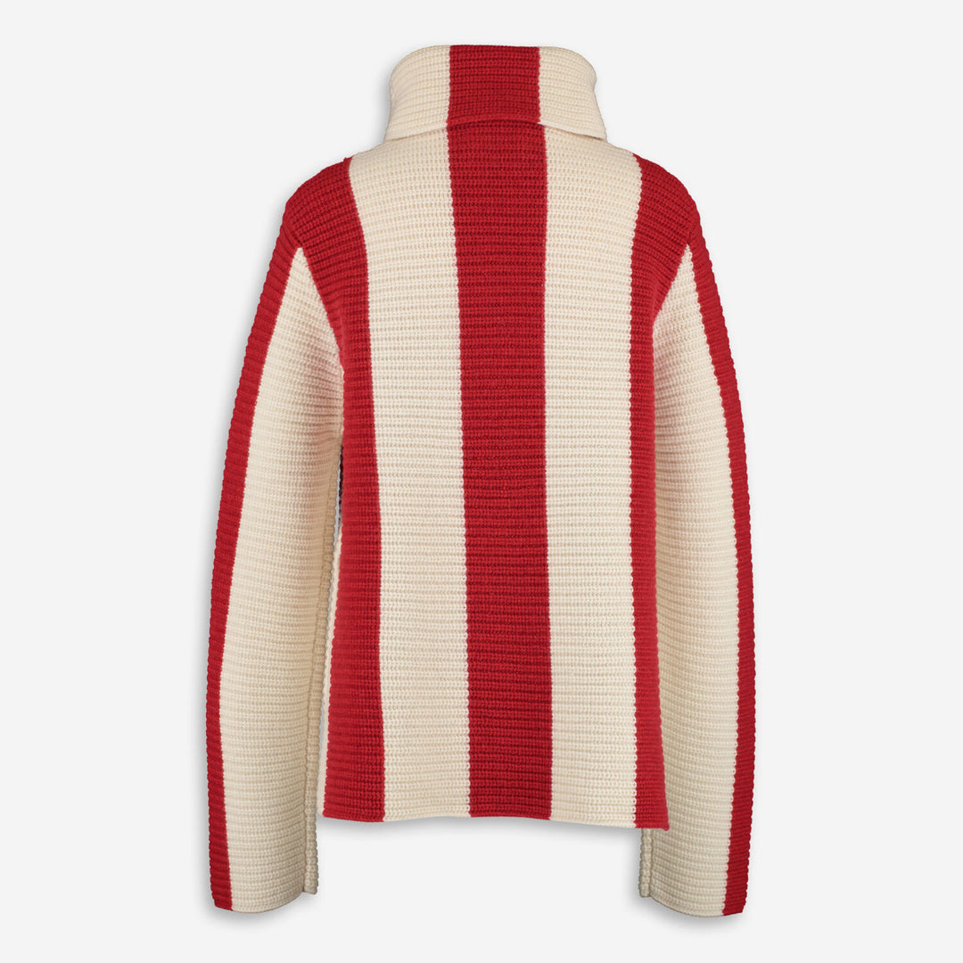 Chunky Stripes Cardigan - Luxury Red