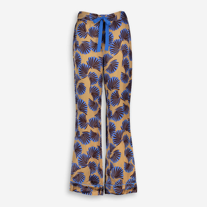 DIANE VON FURSTENBERG  Tan Brown Floral Patterned Trousers Veronique Luxury Collections