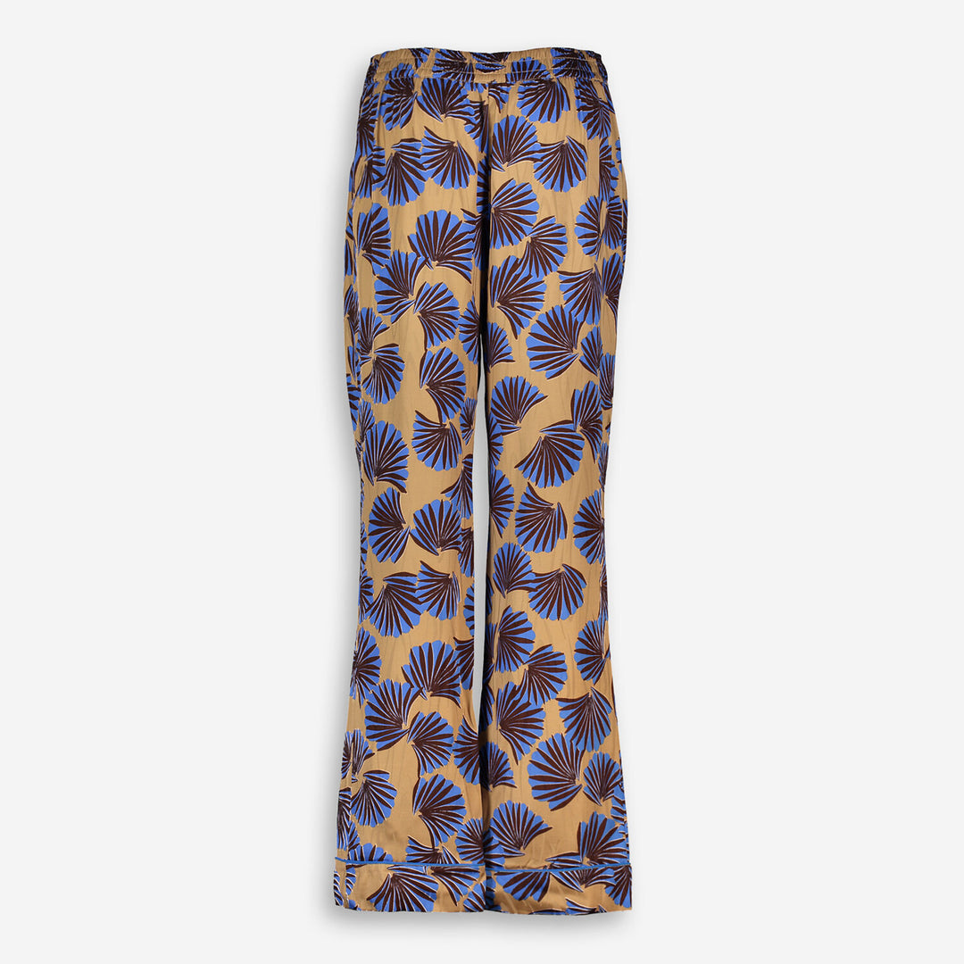 DIANE VON FURSTENBERG  Tan Brown Floral Patterned Trousers Veronique Luxury Collections