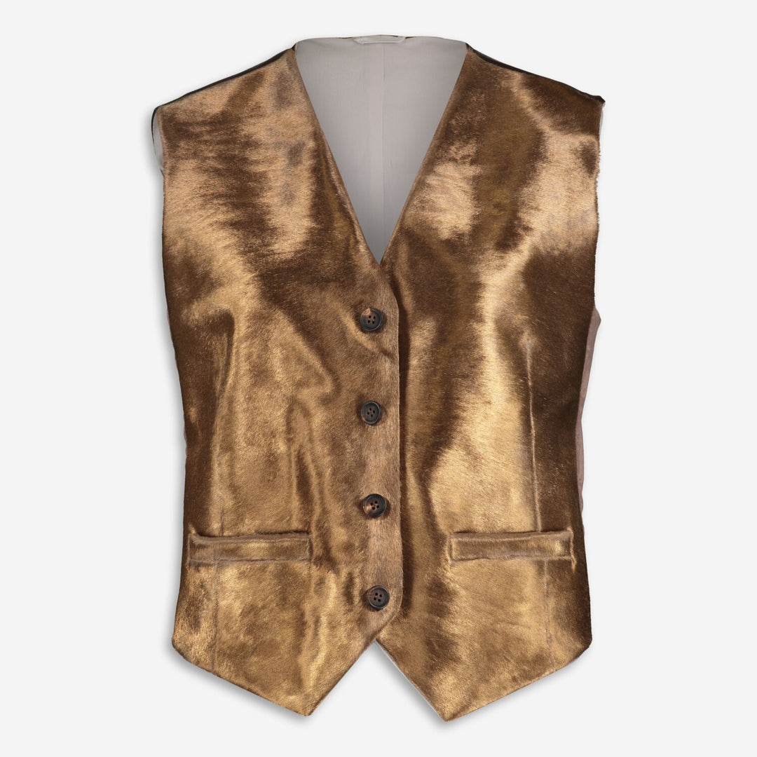 BRUNELLO CUCINELLI  Brown Ponyskin Waistcoat Veronique Luxury Collections