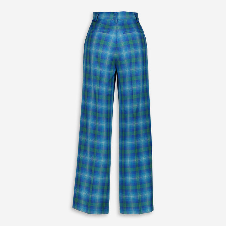 FORTE FORTE  Blue & Green Checkered Trousers Veronique Luxury Collections