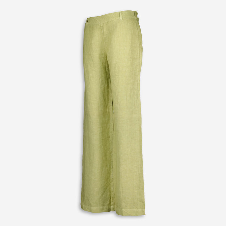 120% LINO  Olive Breathable Linen Trouser Veronique Luxury Collections